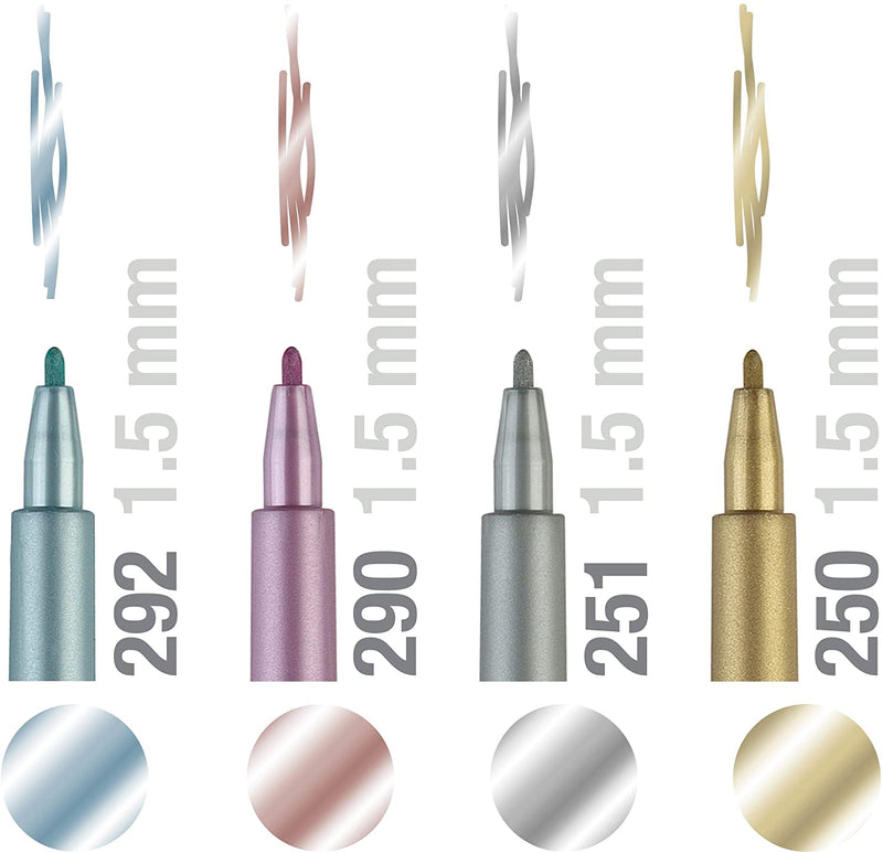Set 4 marcadores Pitt Artist Pen Metallic 1,5 Faber-Castell