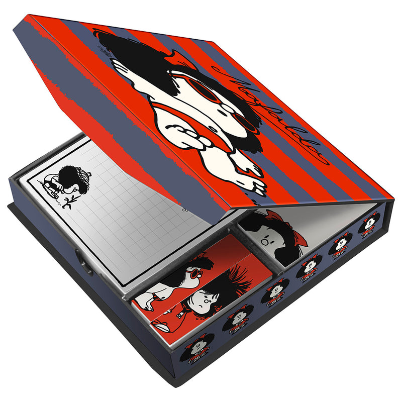 Caja de notas y banderitas autoadhesivas Mafalda