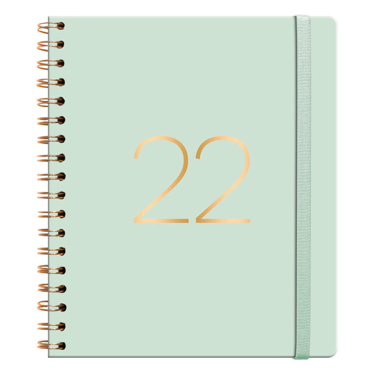 SALDOS!: Agenda 2022- Ecocuero Espiral Verde Menta/ Cuaderno (17x20cm)