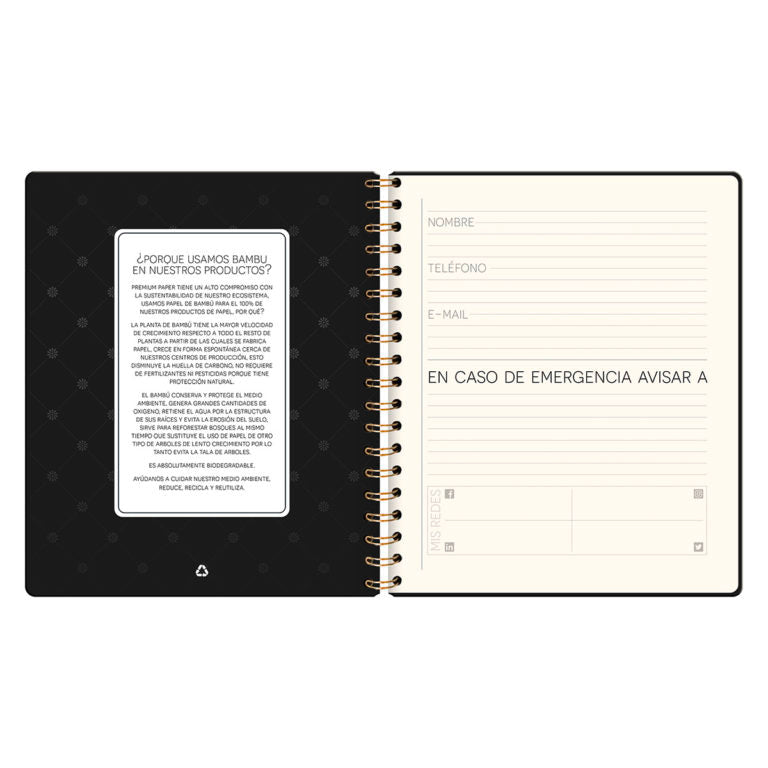 SALDOS!: Agenda 2022- Ecocuero Espiral Verde Menta/ Cuaderno (17x20cm)