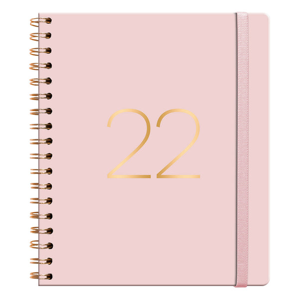 SALDOS!:  Agenda 2022- Ecocuero Espiral Rosada/ Cuaderno (17x20cm)