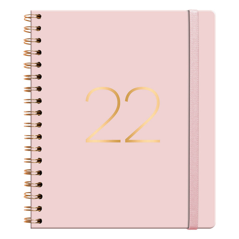 SALDOS!:  Agenda 2022- Ecocuero Espiral Rosada/ Cuaderno (17x20cm)