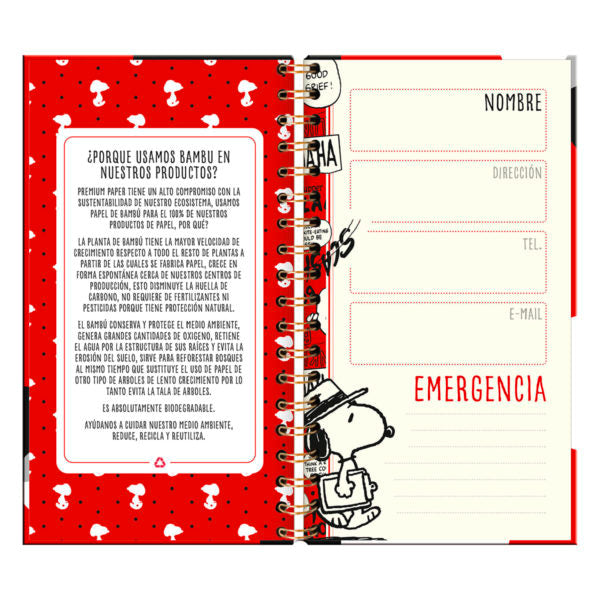 SALDOS!:  Agenda 2022- SNOOPY/ Espiral chequera (9x16 cm)